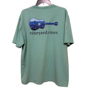Vineyard Vines T-Shirt Mens XL Blue Guitar Whale Logo Short Sleeve 100% Cotton